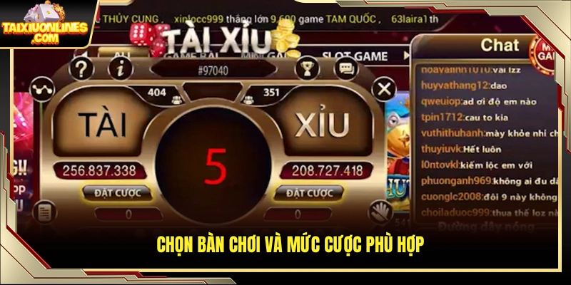 Lựa chọn phòng chơi theo khả năng vốn